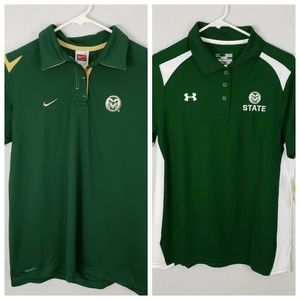 2 CSU polos shirt tops med 1 Under Armor, 1 Nike